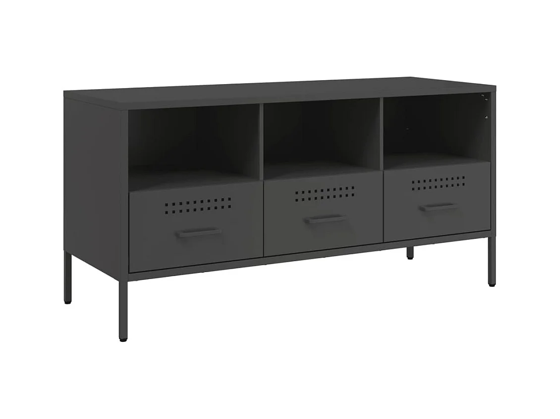 Meuble TV noir 100,5x39x50,5 cm acier