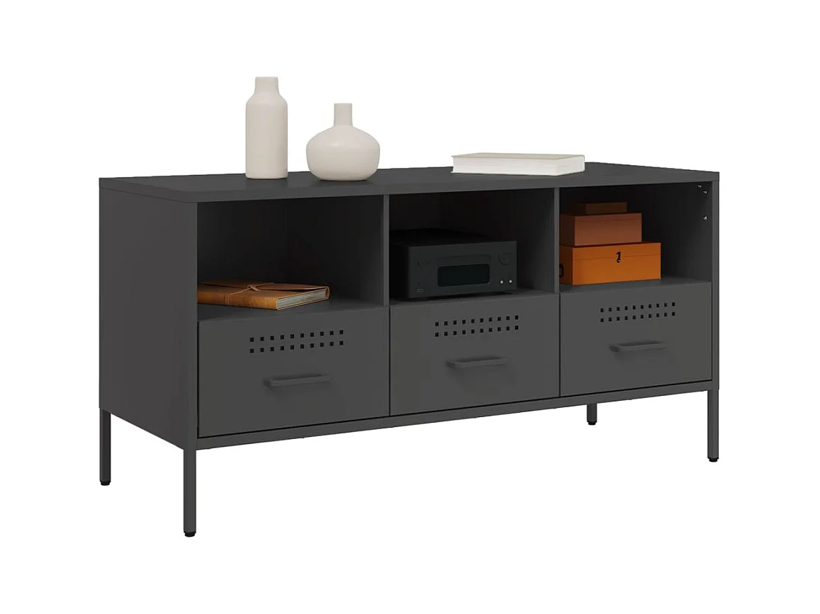 Meuble TV noir 100,5x39x50,5 cm acier