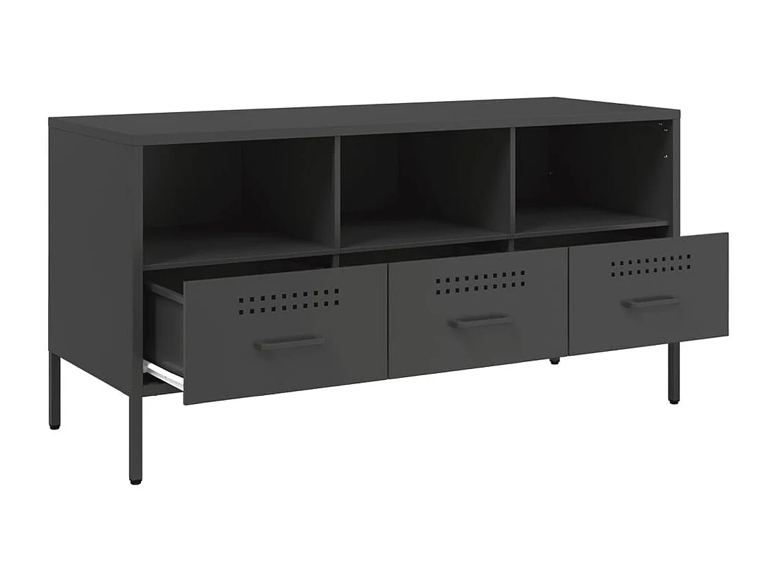 Meuble TV noir 100,5x39x50,5 cm acier