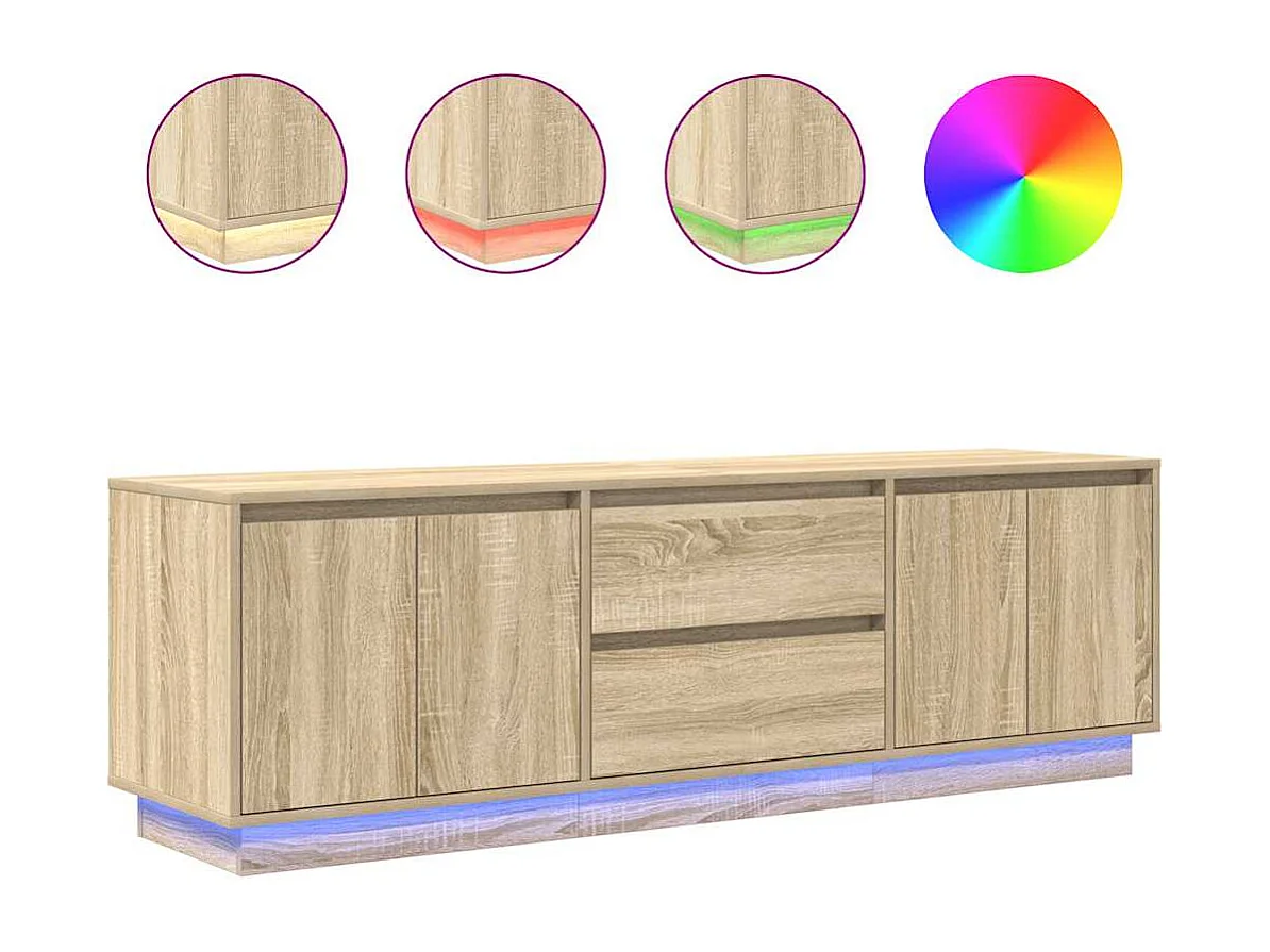 Meuble TV avec lumières LED chêne sonoma 160,5x41x50 cm