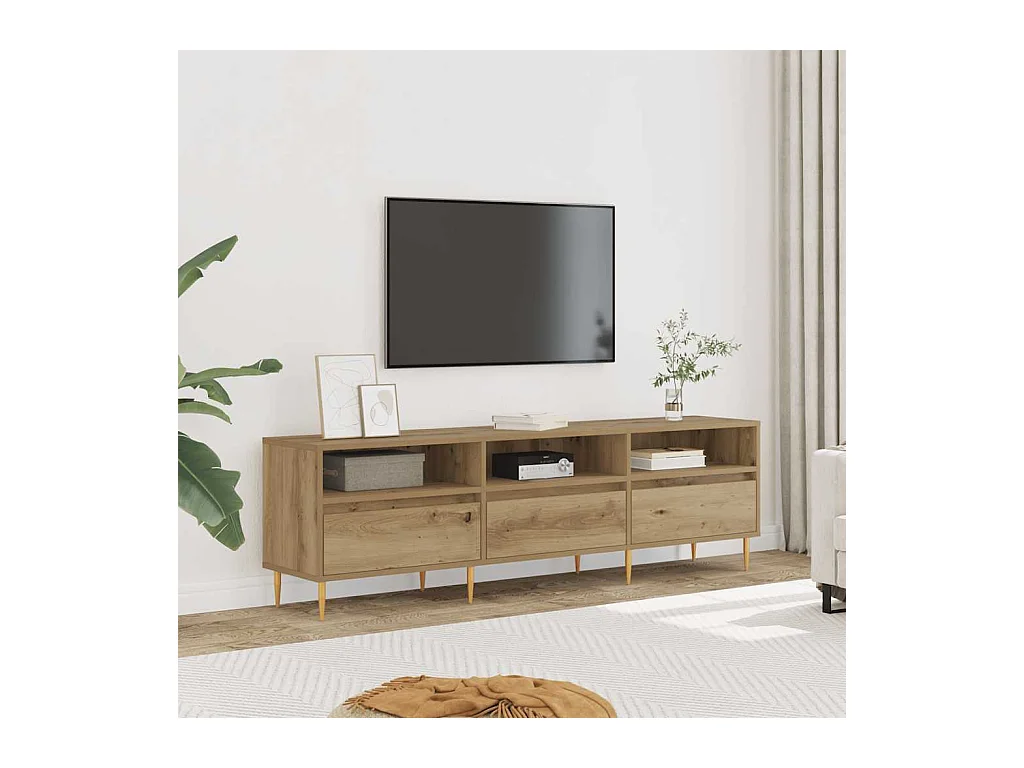Handgemaakte eikenhouten tv-kast 150x30x44,5 cm bewerkt hout
