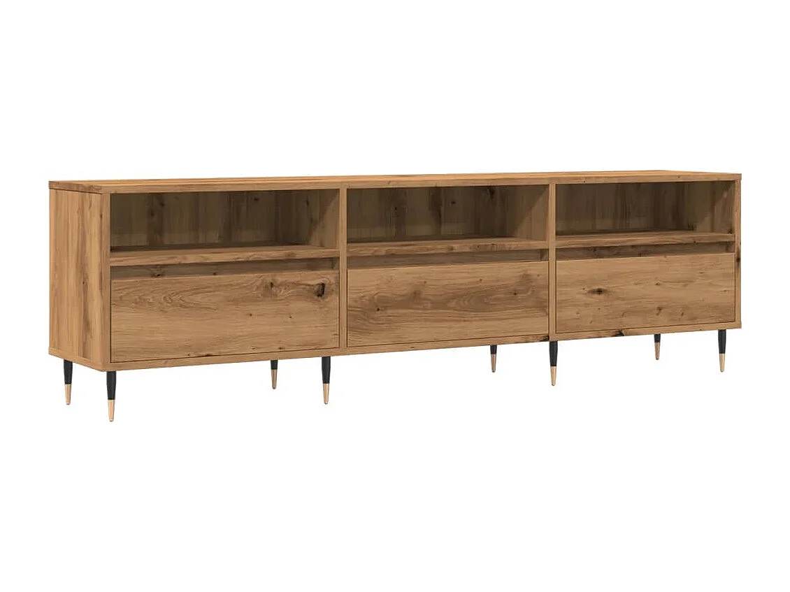 Meuble TV chêne artisanal 150x30x44,5 cm bois d'ingénierie