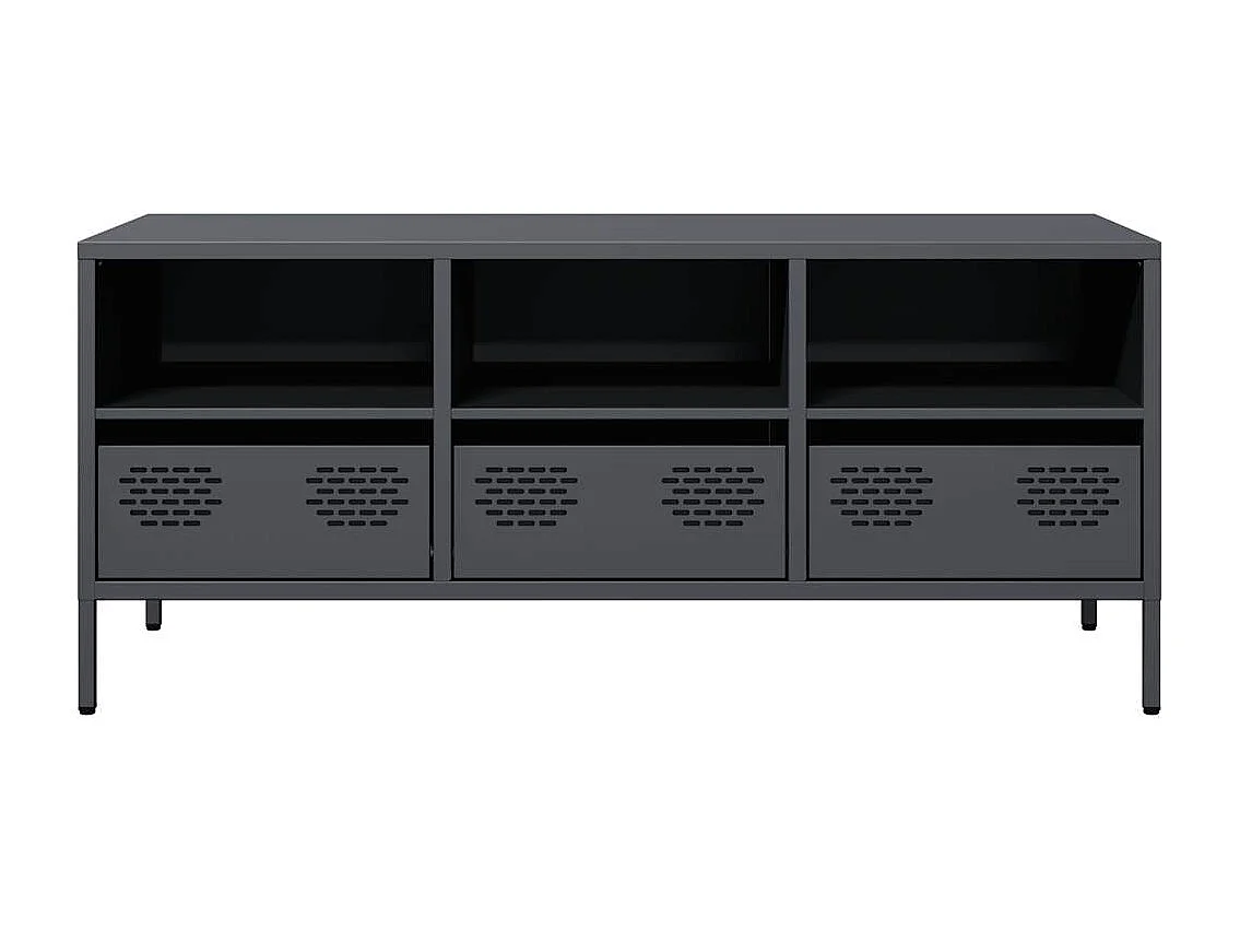 Meuble TV anthracite 101,5x39x43,5 cm acier laminé à froid