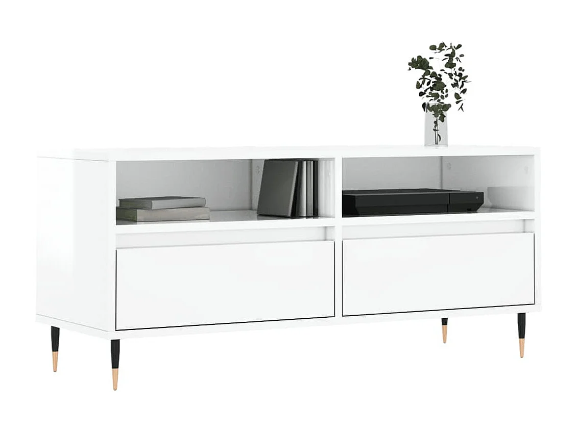 Mueble de TV blanco brillo 100x34,5x44,5 cm madera de ingeniería