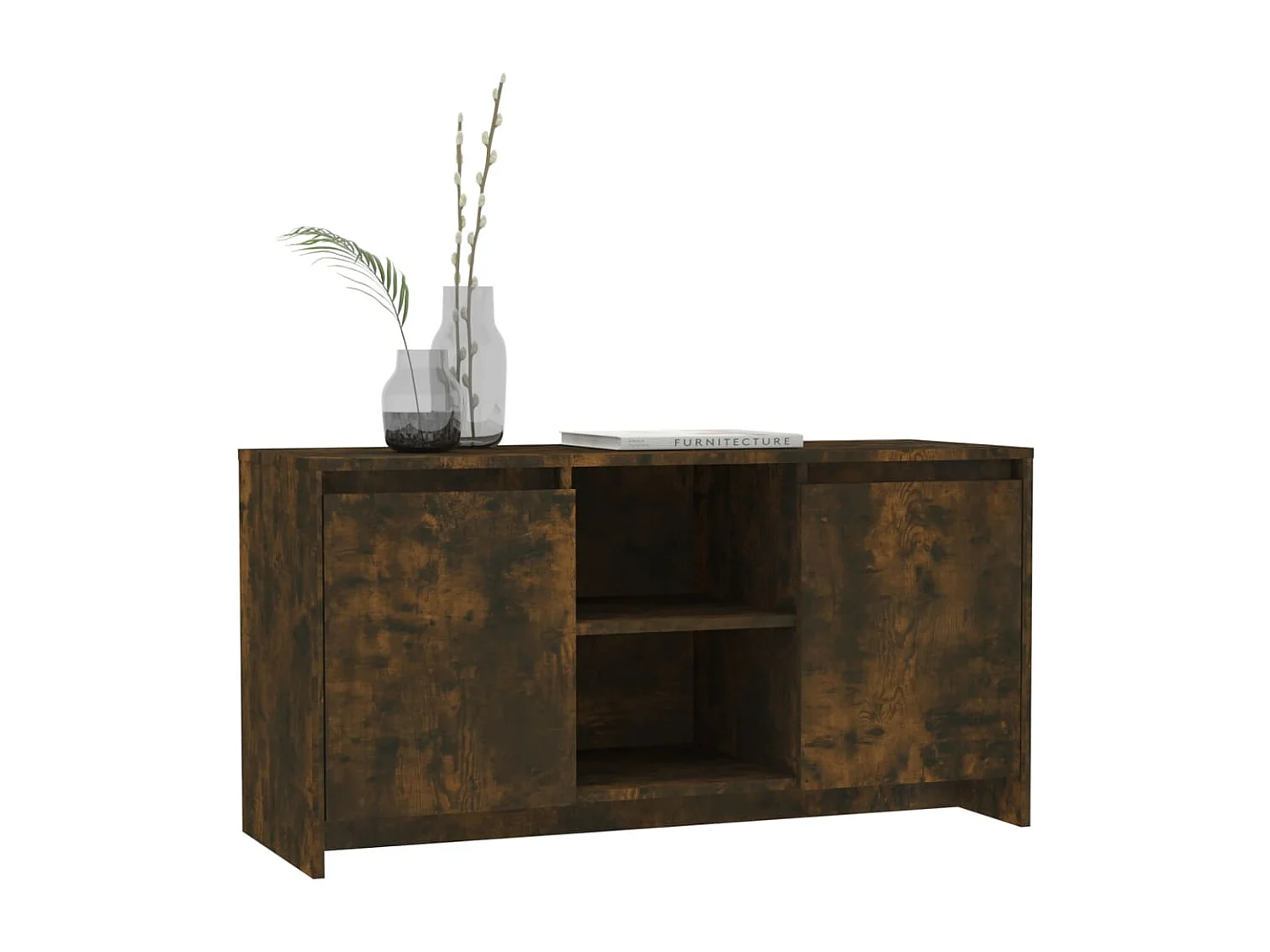 Meuble TV Chêne fumé 102x37,5x52,5 cm Bois d'ingénierie