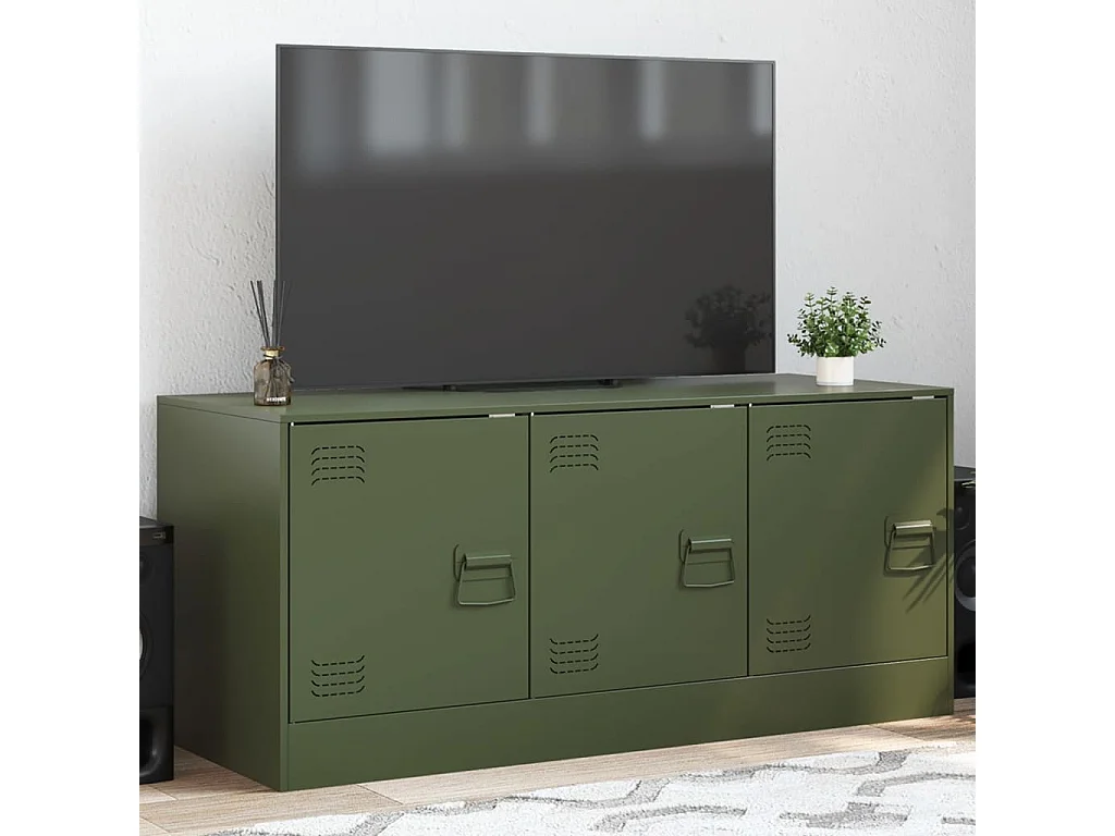 Meuble TV vert olive 99x39x44 cm acier