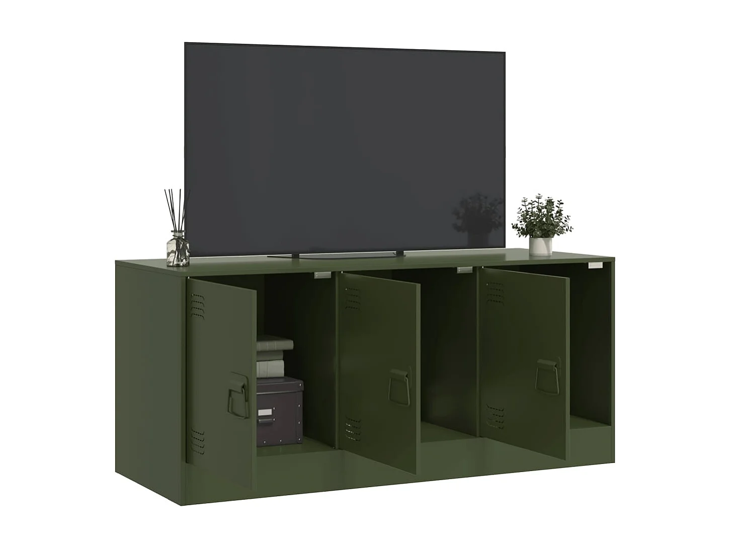 Meuble TV vert olive 99x39x44 cm acier