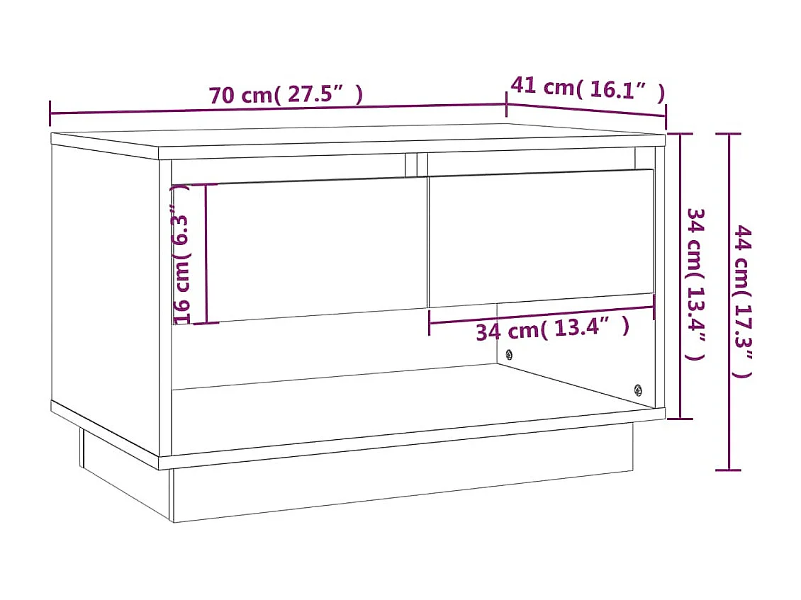 Meuble TV gris béton 70x41x44 cm bois d'ingénierie