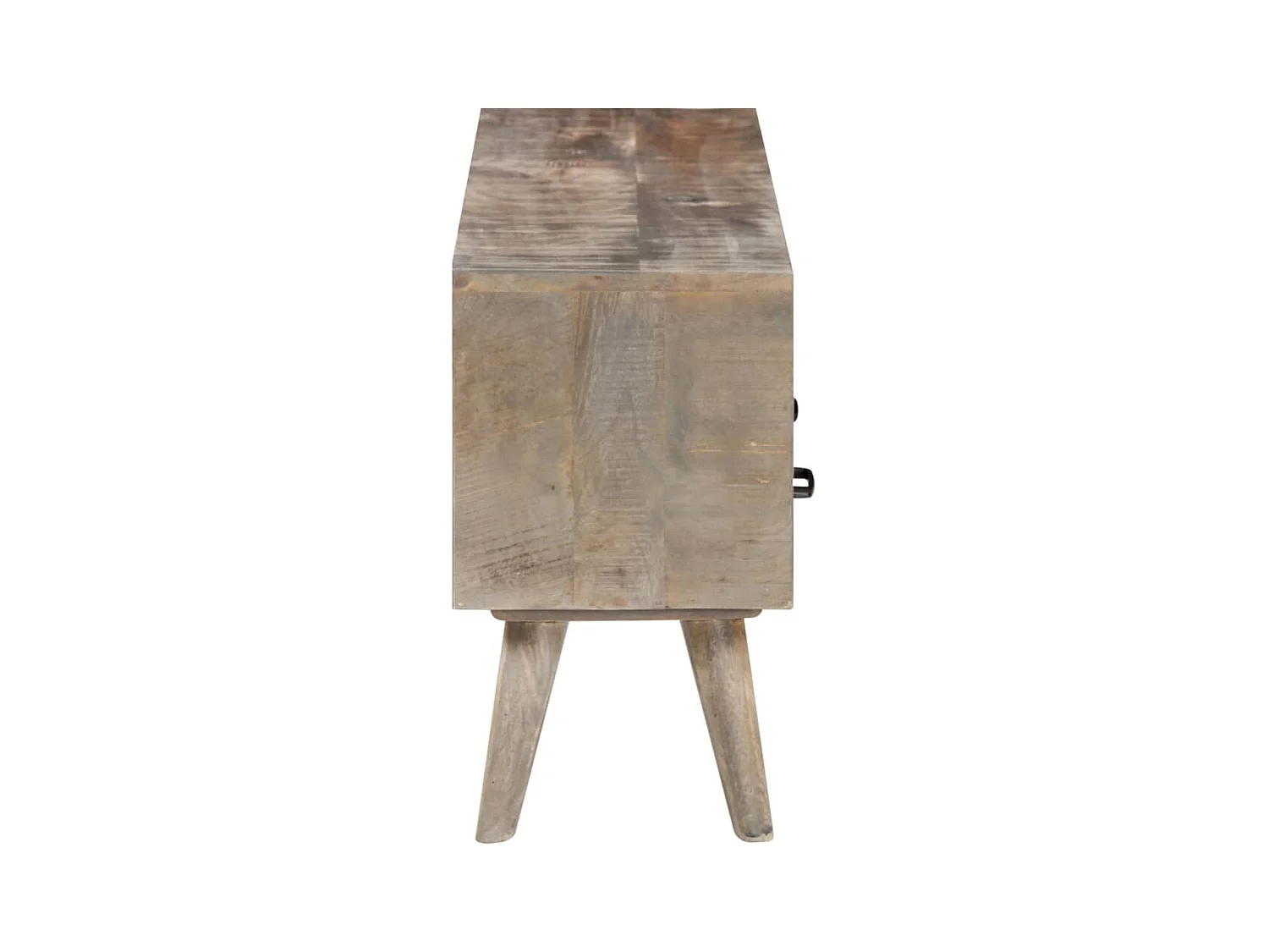 Grijze tv-kast 130x35x51 cm Massief ruw mangohout