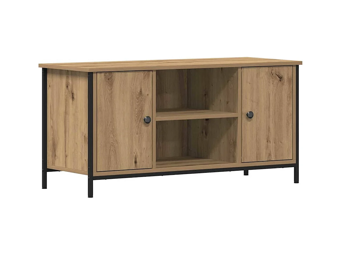 Meuble TV Artisan Chêne 100x40x50 cm Bois d'ingénierie et Acier