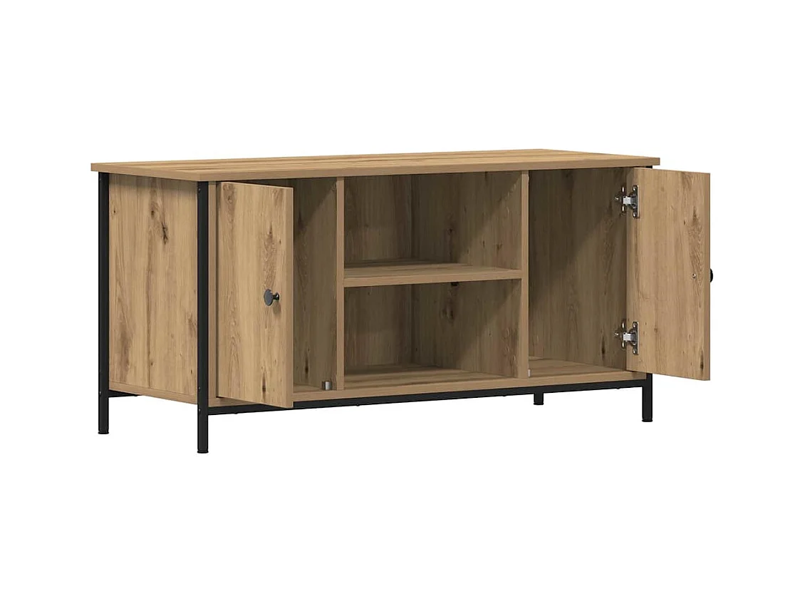 Meuble TV Artisan Chêne 100x40x50 cm Bois d'ingénierie et Acier