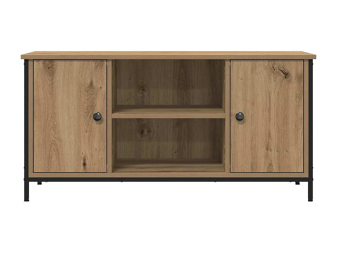 Meuble TV Artisan Chêne 100x40x50 cm Bois d'ingénierie et Acier
