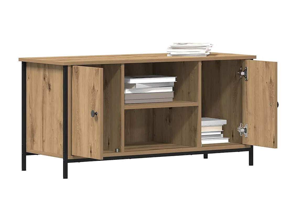Meuble TV Artisan Chêne 100x40x50 cm Bois d'ingénierie et Acier