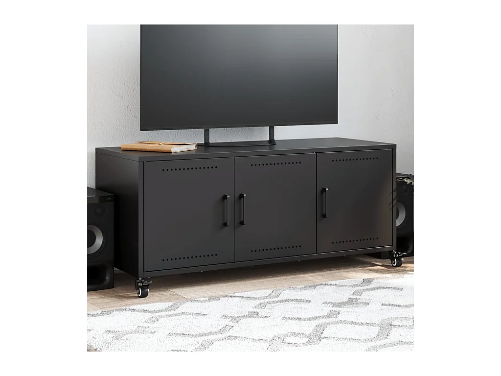 Mobile porta TV nero 100,5x39x43,5 cm in acciaio