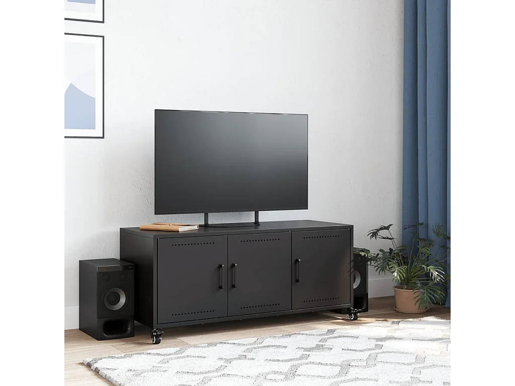 Meuble TV noir 100,5x39x43,5 cm acier