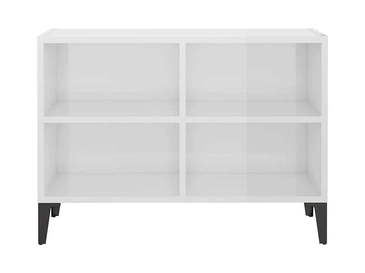 Meuble TV avec pieds en métal Blanc brillant 69,5x30x50 cm