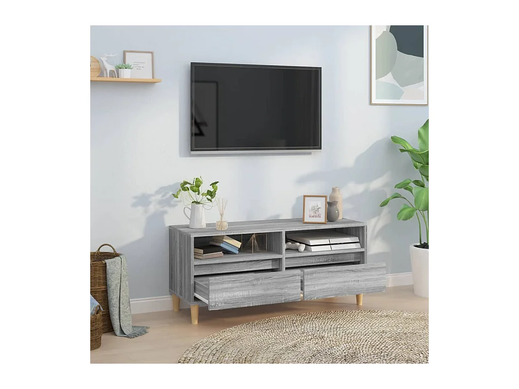 Meuble TV sonoma gris 100x34,5x44,5 cm bois d'ingénierie