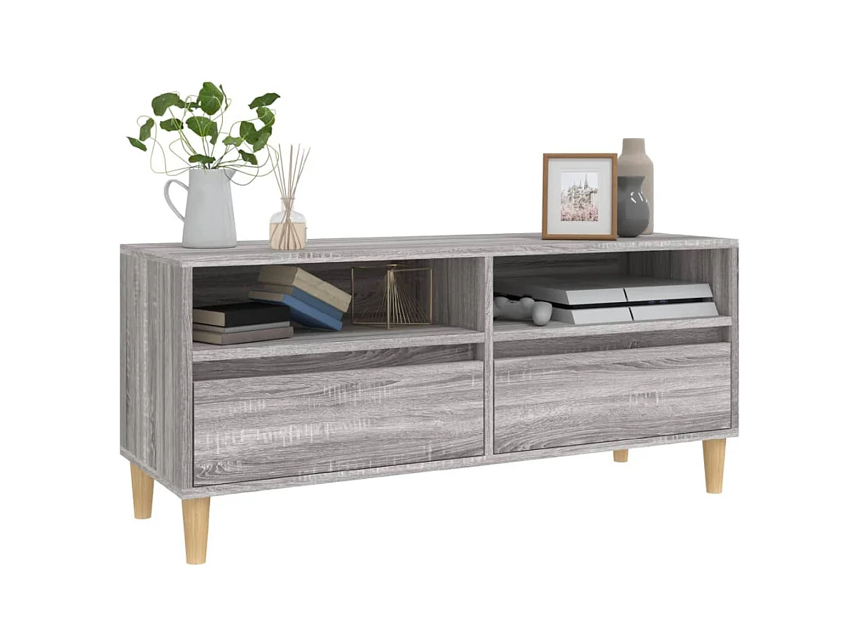 Meuble TV sonoma gris 100x34,5x44,5 cm bois d'ingénierie