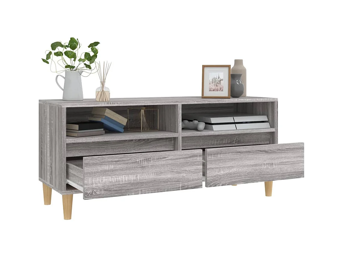 Meuble TV sonoma gris 100x34,5x44,5 cm bois d'ingénierie