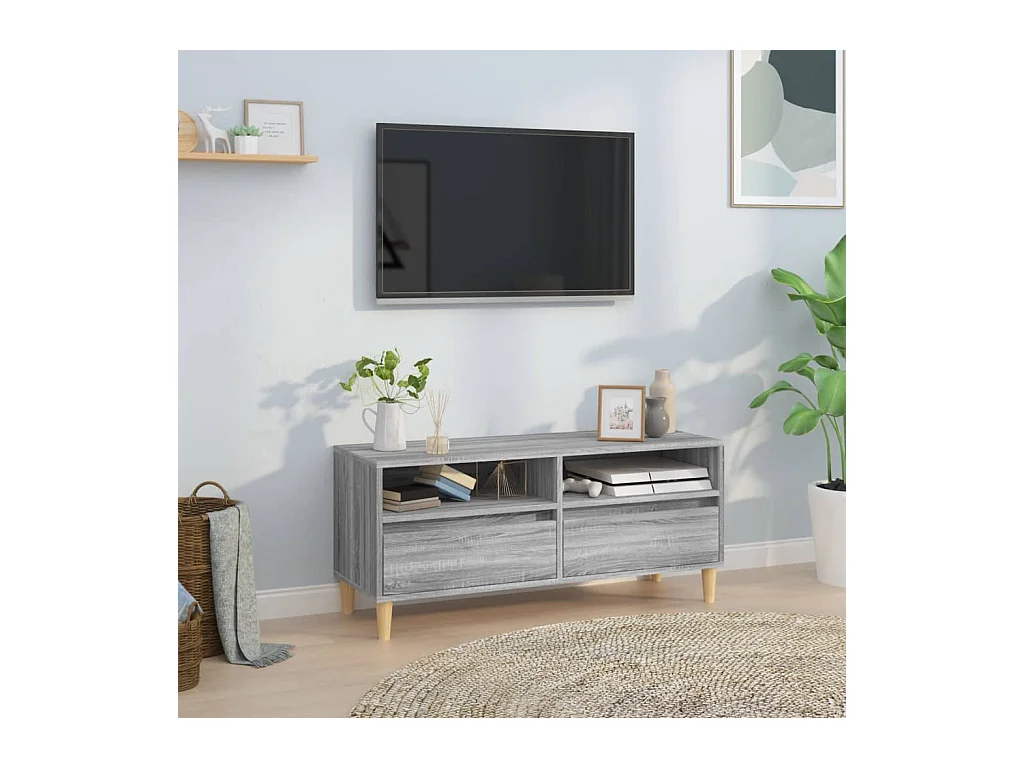 Meuble TV sonoma gris 100x34,5x44,5 cm bois d'ingénierie