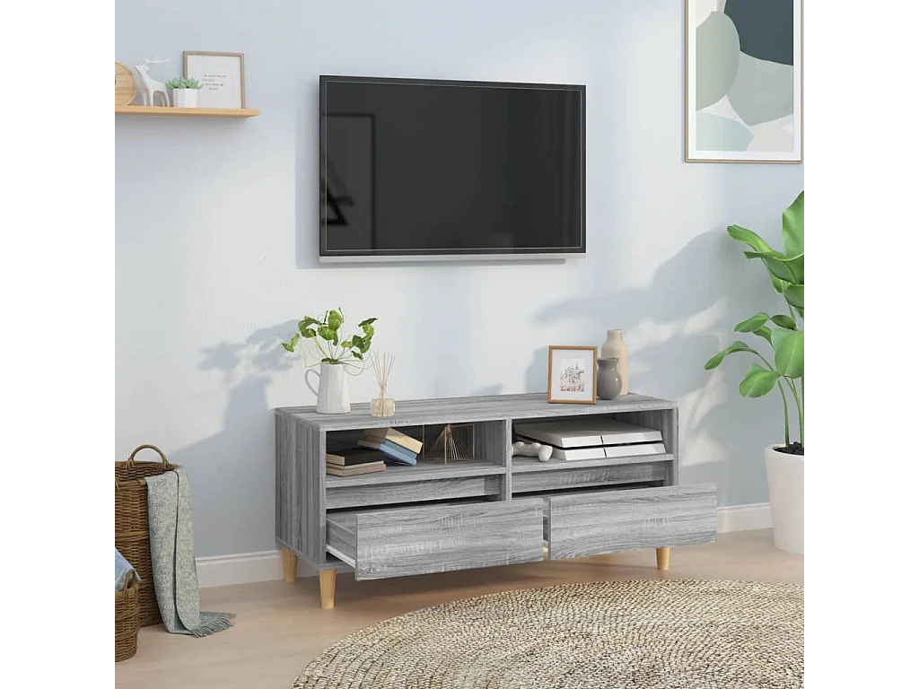 Meuble TV sonoma gris 100x34,5x44,5 cm bois d'ingénierie