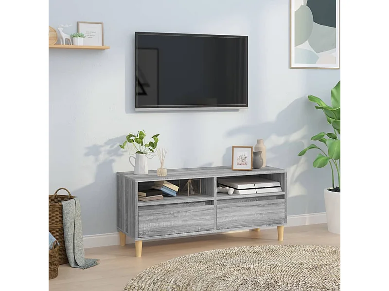 Meuble TV sonoma gris 100x34,5x44,5 cm bois d'ingénierie
