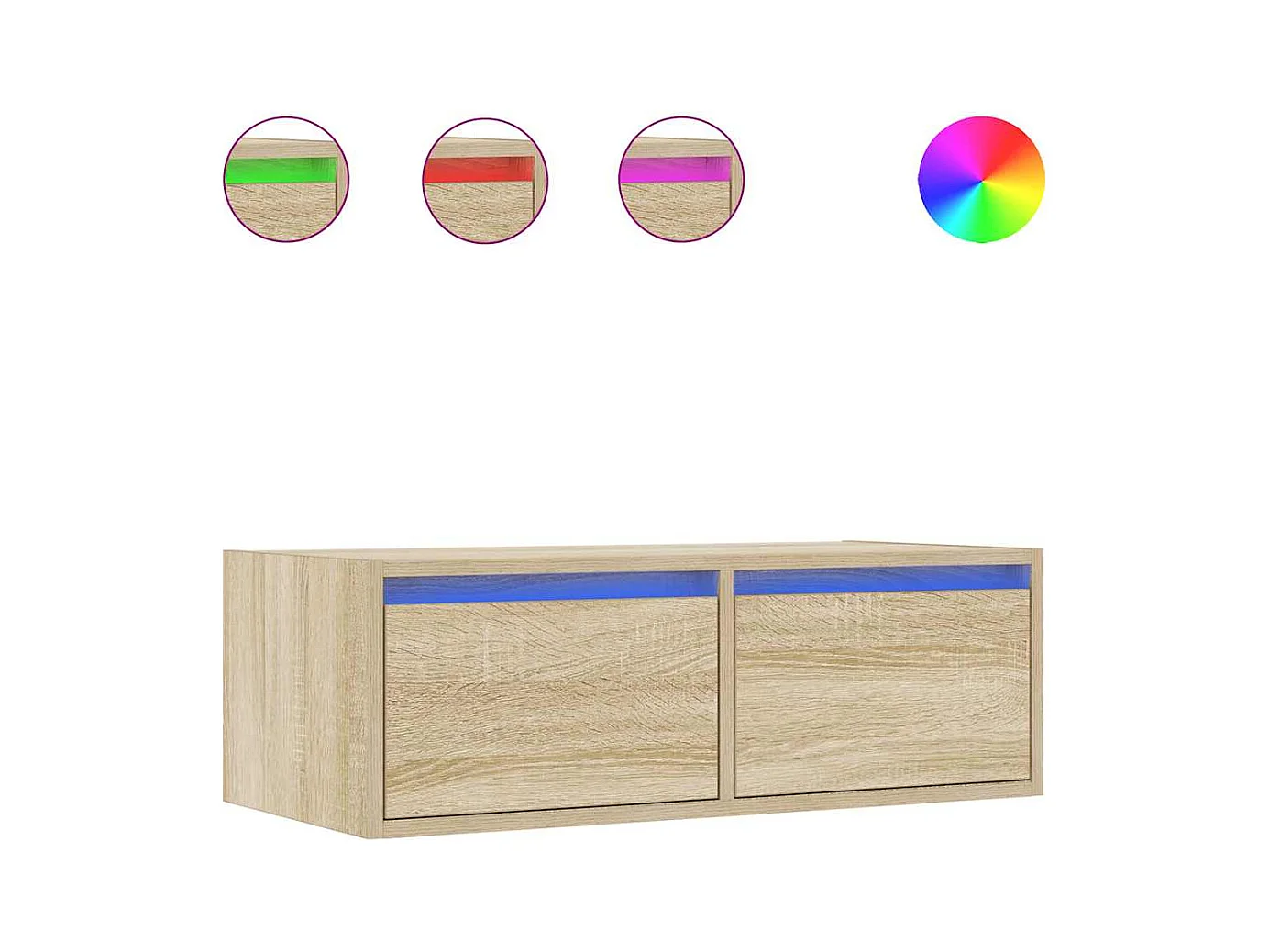 Mobile TV con luci LED Rovere Sonoma 75x35,5x25 cm