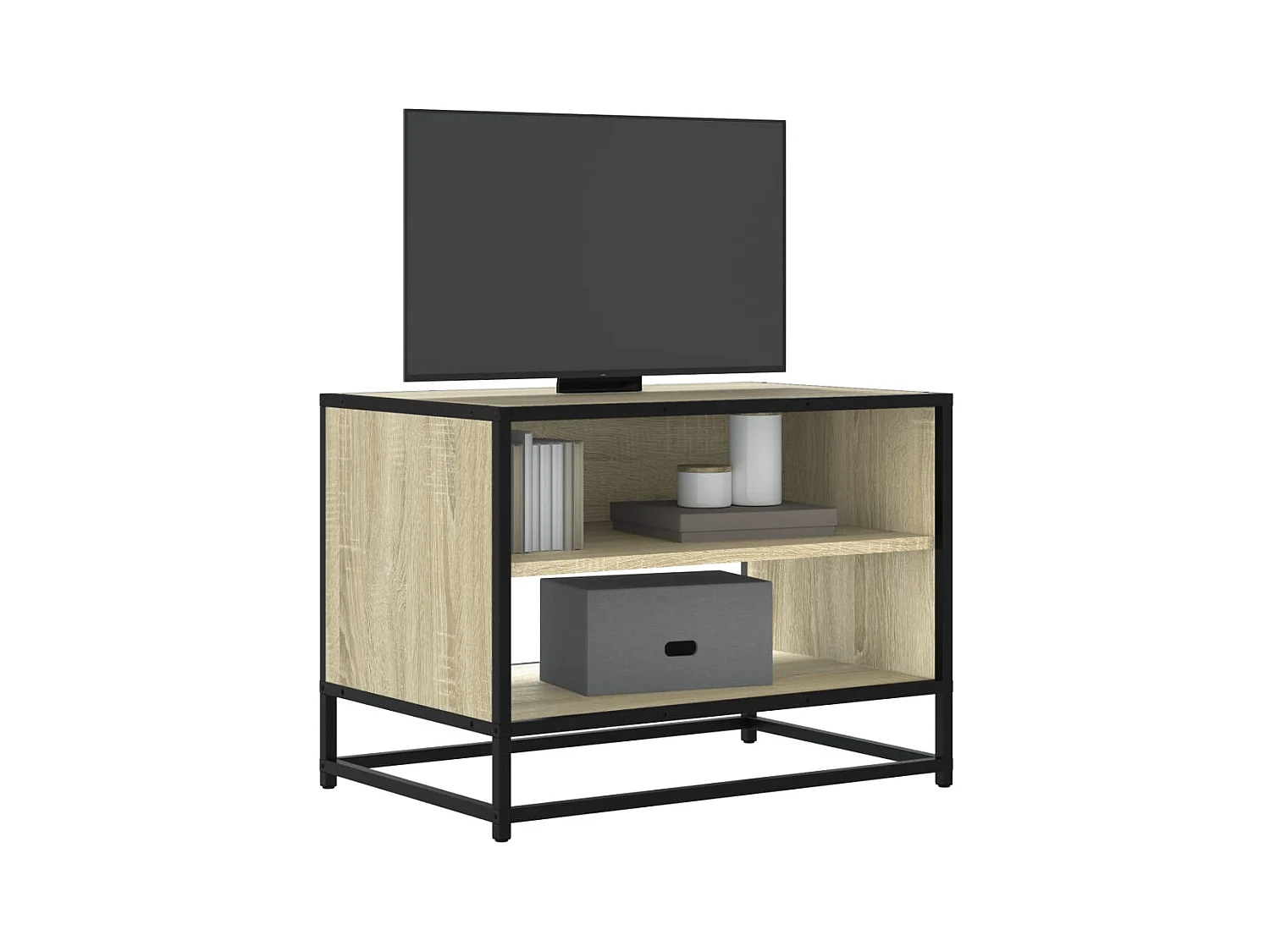 Meuble TV chêne sonoma 61x40x46 cm bois d'ingénierie et métal