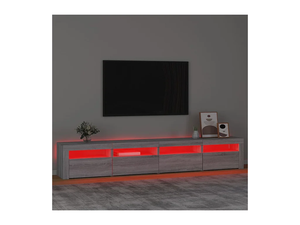 Meuble TV avec lumières LED Sonoma gris 240x35x40 cm
