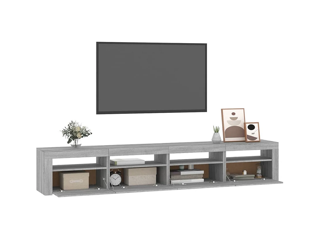 Meuble TV avec lumières LED Sonoma gris 240x35x40 cm