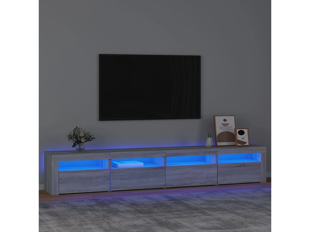 Meuble TV avec lumières LED Sonoma gris 240x35x40 cm