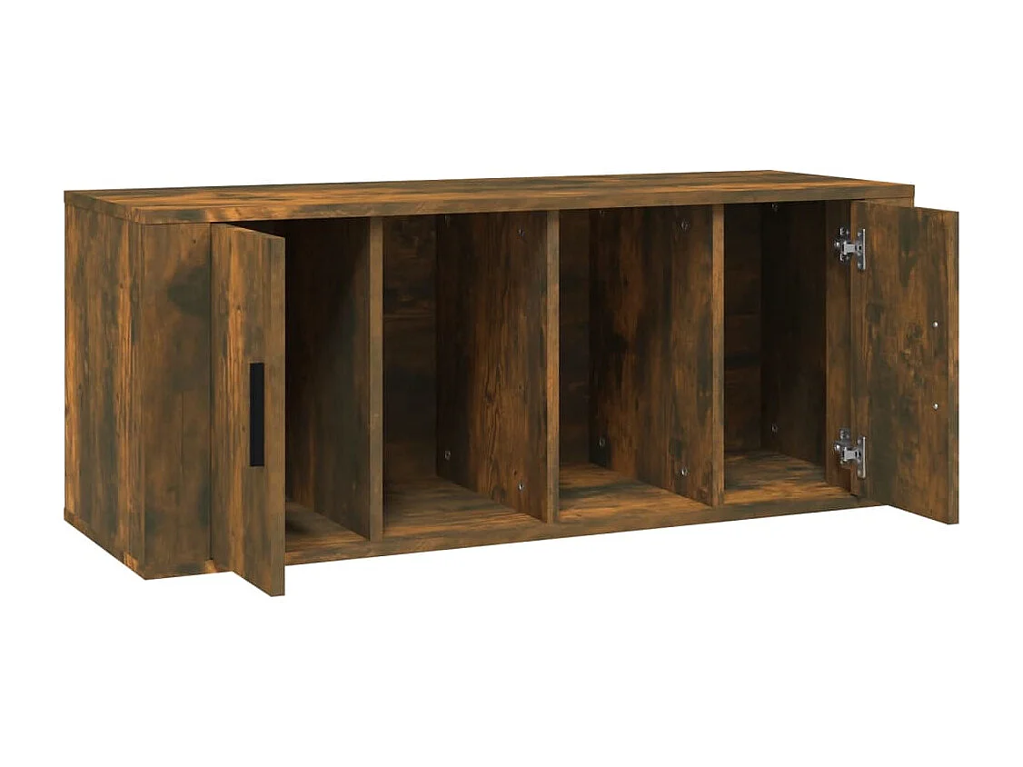 Meuble TV Chêne fumé 100x35x40 cm Bois d'ingénierie