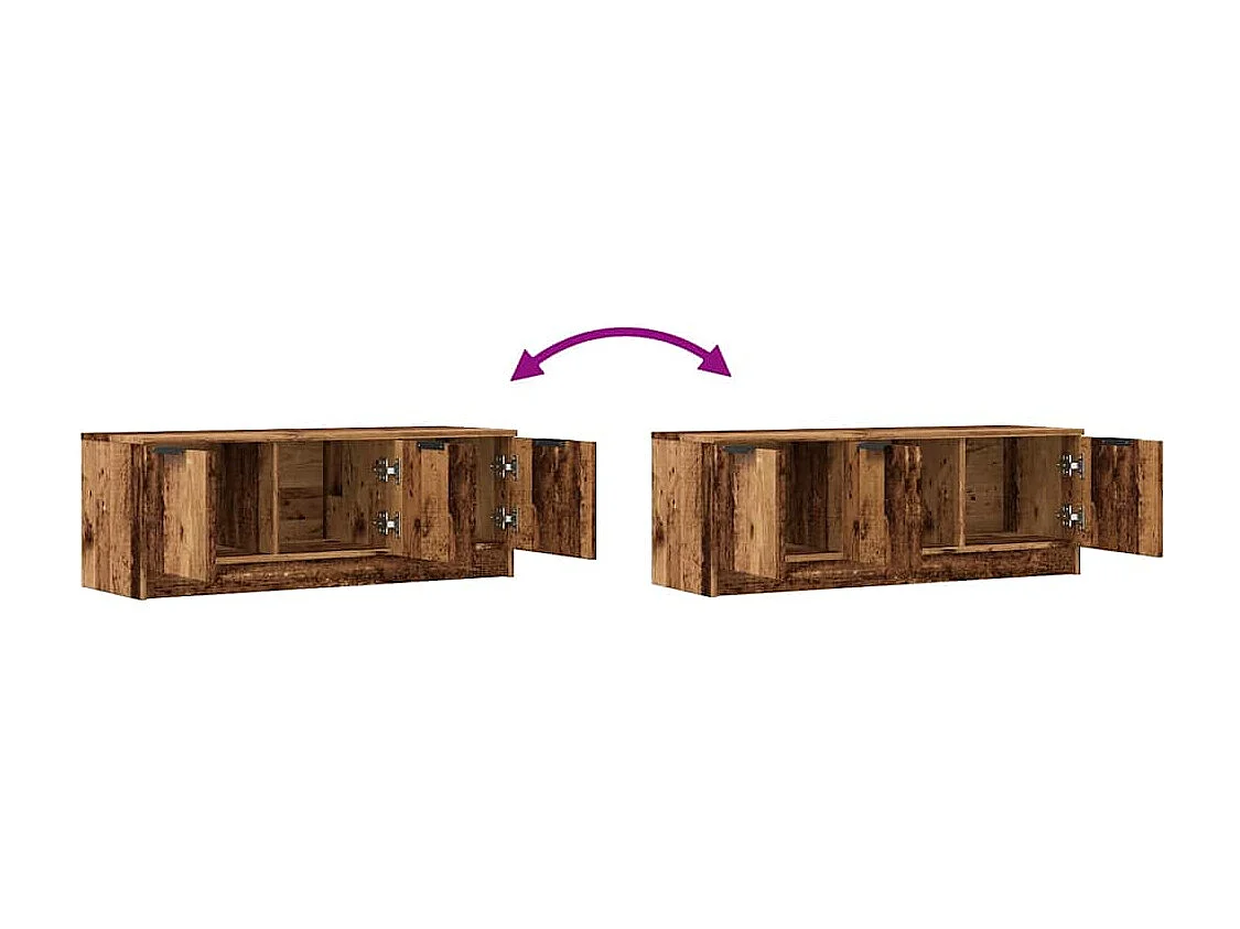 Meuble TV vieux bois 102x35x36,5 cm bois d'ingénierie