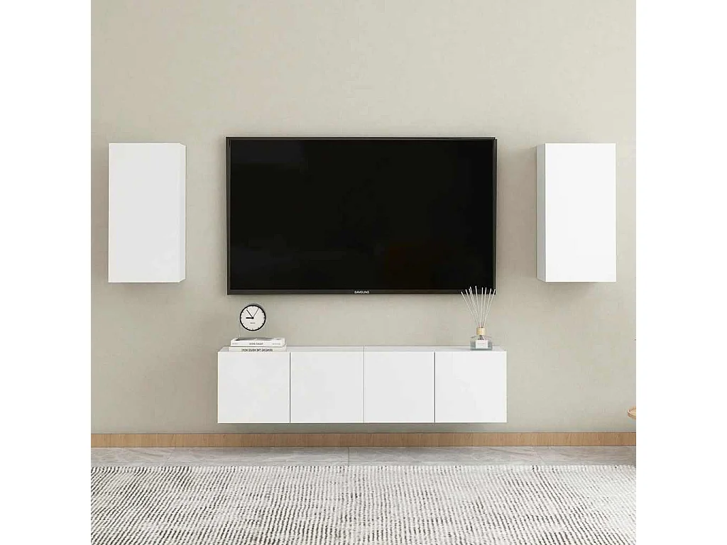 Meuble TV Blanc 30,5x30x60 cm Bois d’ingénierie