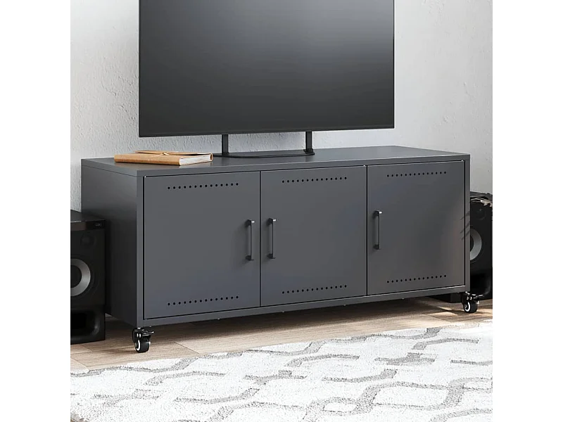 Meuble TV anthracite 100,5x39x43,5 cm acier
