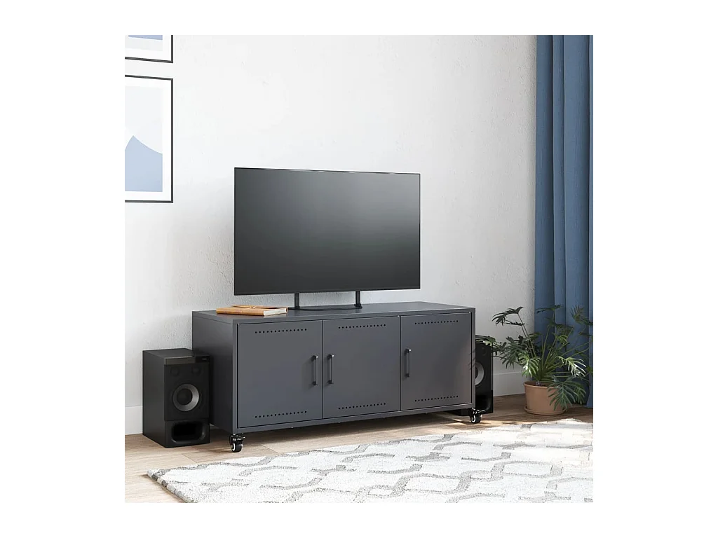Meuble TV anthracite 100,5x39x43,5 cm acier