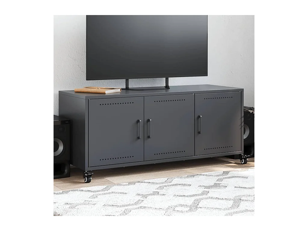Anthrazitfarbener TV-Schrank 100,5x39x43,5 cm Stahl
