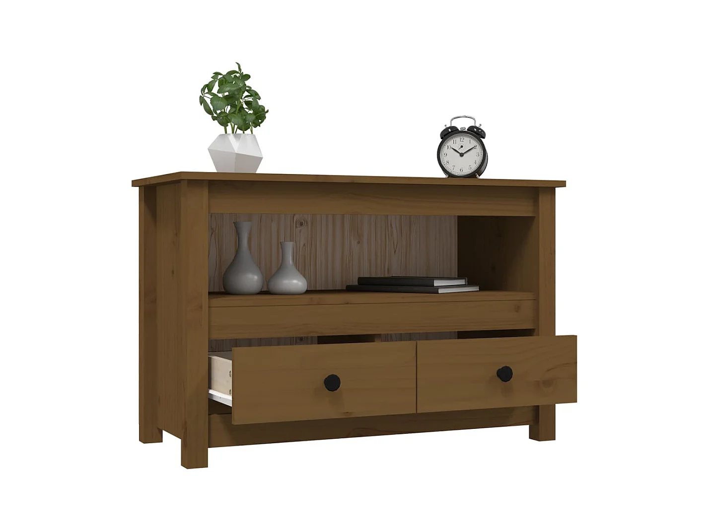 Honingbruine tv-kast 79x35x52 cm massief grenenhout