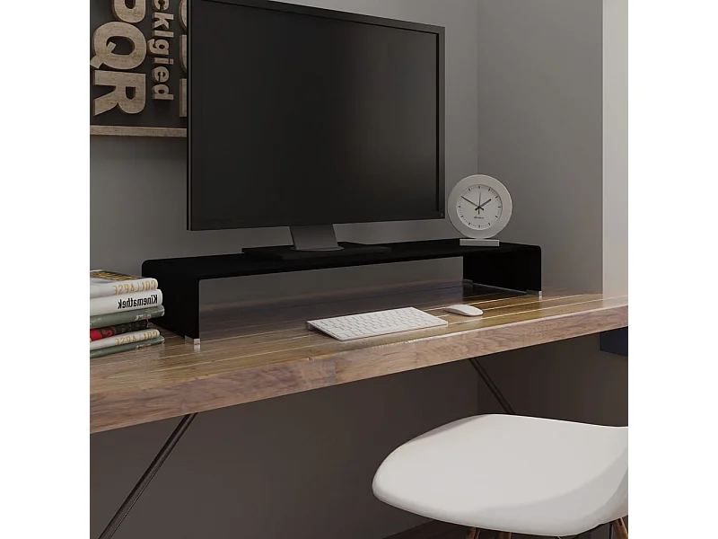 Mobile porta TV/monitor 100x30x13 cm vetro nero