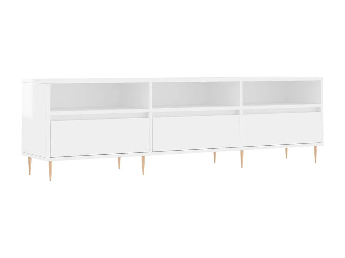 Mobile porta TV bianco lucido 150x30x44,5 cm in legno ingegnerizzato
