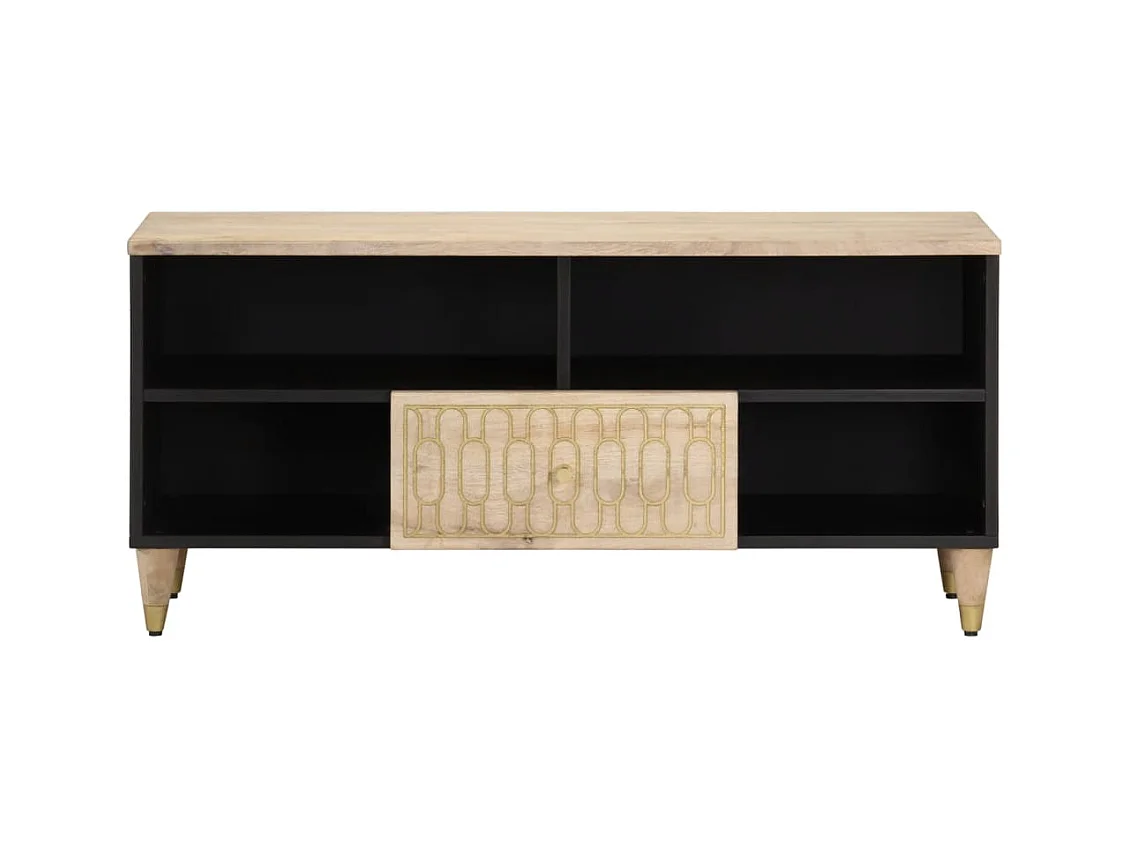 Meuble TV 100x33x46 cm bois massif de manguier