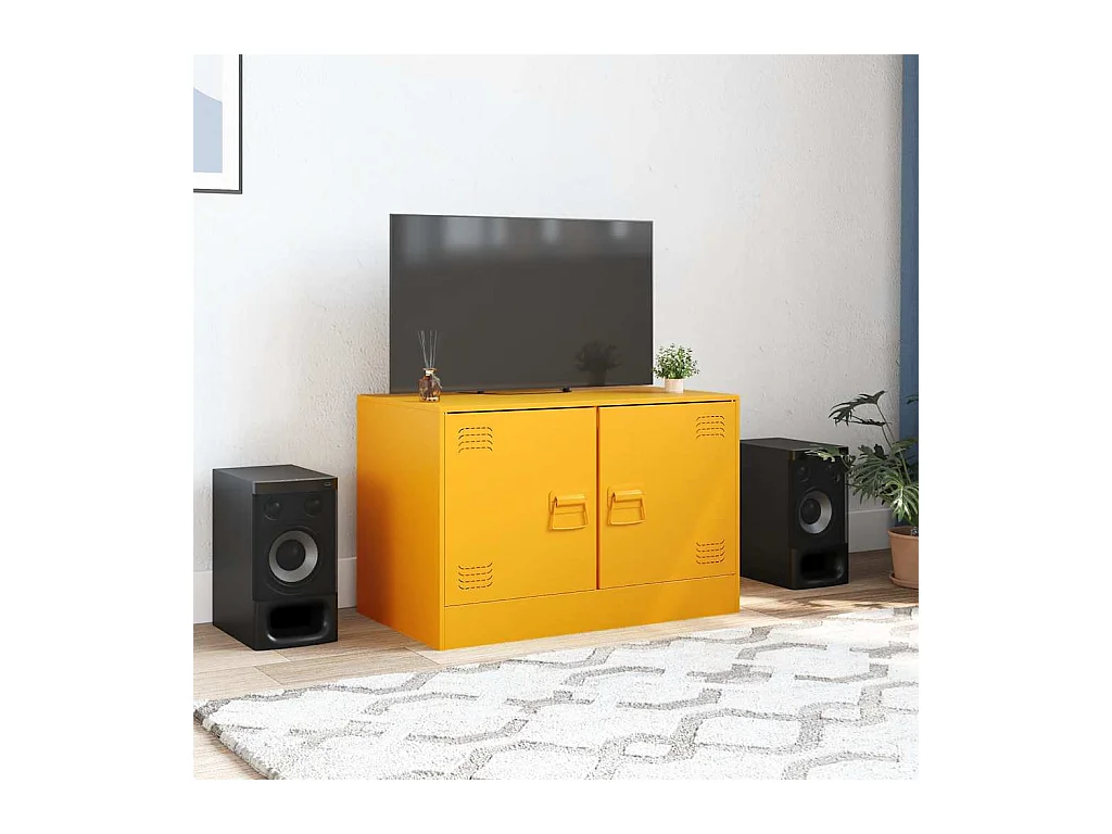 Meuble TV jaune moutarde 67x39x44 cm acier