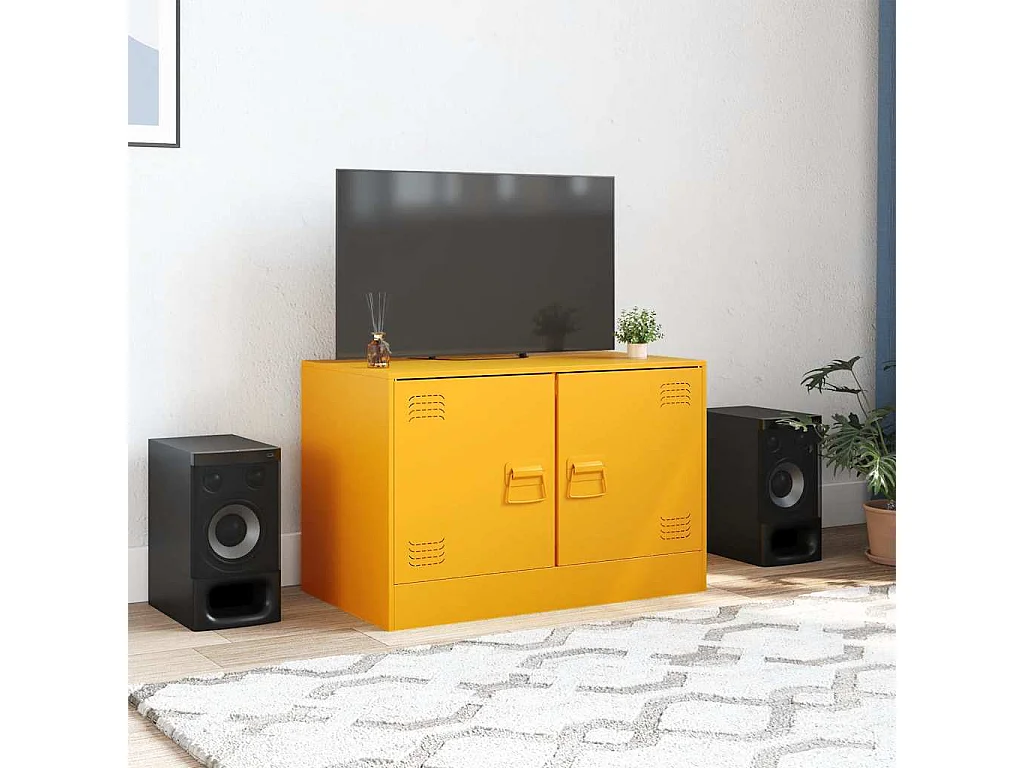 Meuble TV jaune moutarde 67x39x44 cm acier
