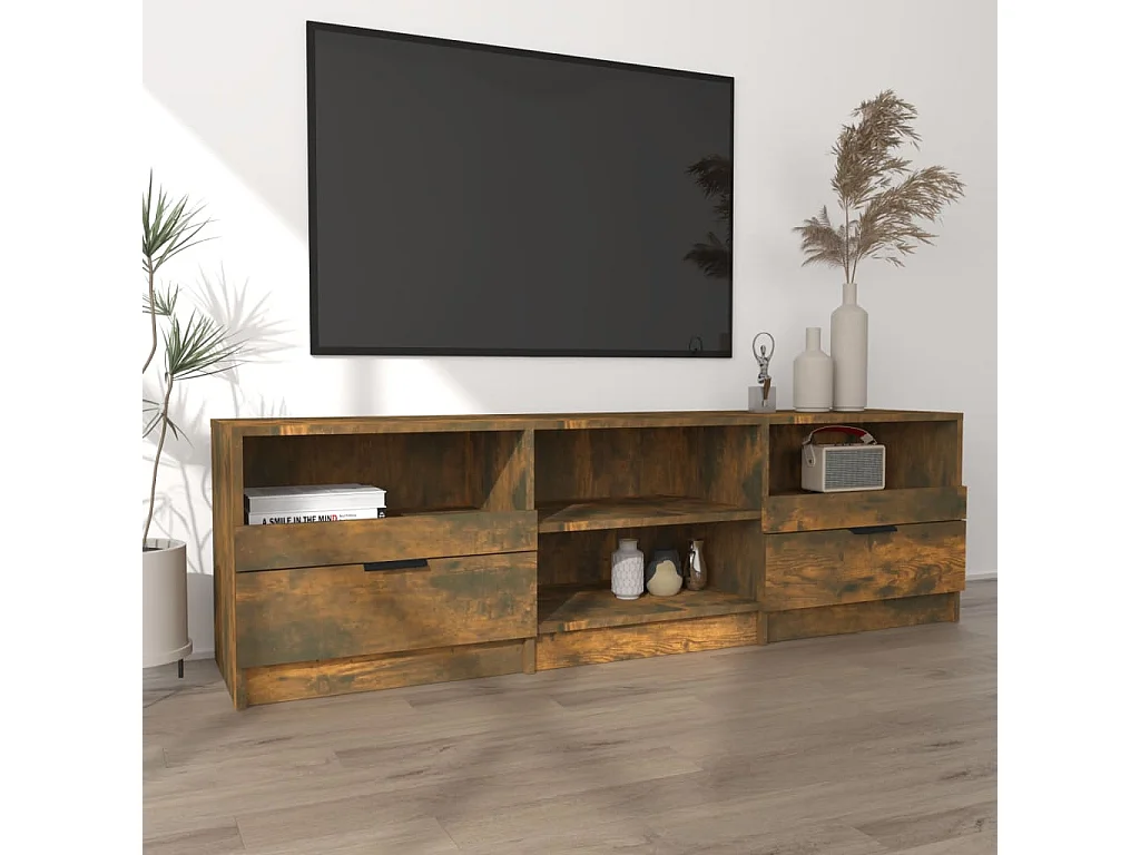 Meuble TV Chêne fumé 150x33,5x45 cm Bois d'ingénierie
