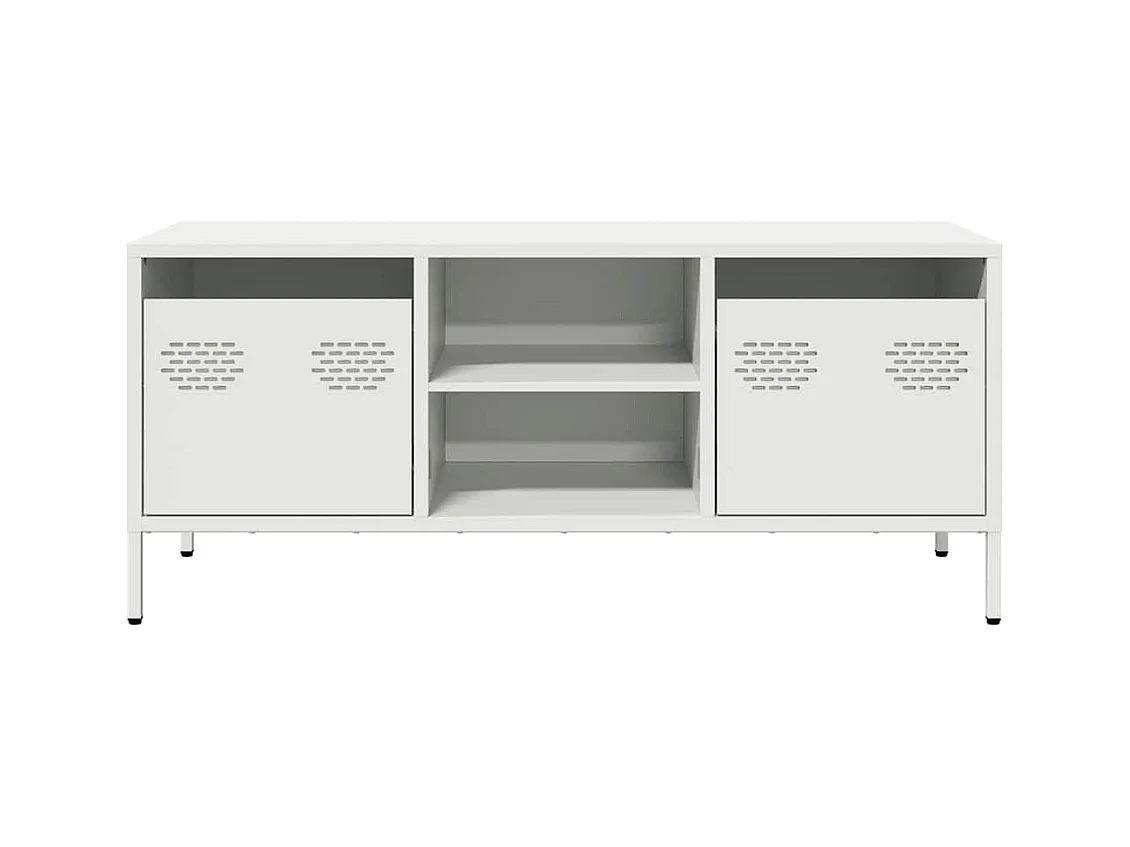 Meuble TV blanc 101,5x39x43,5 cm acier laminé à froid