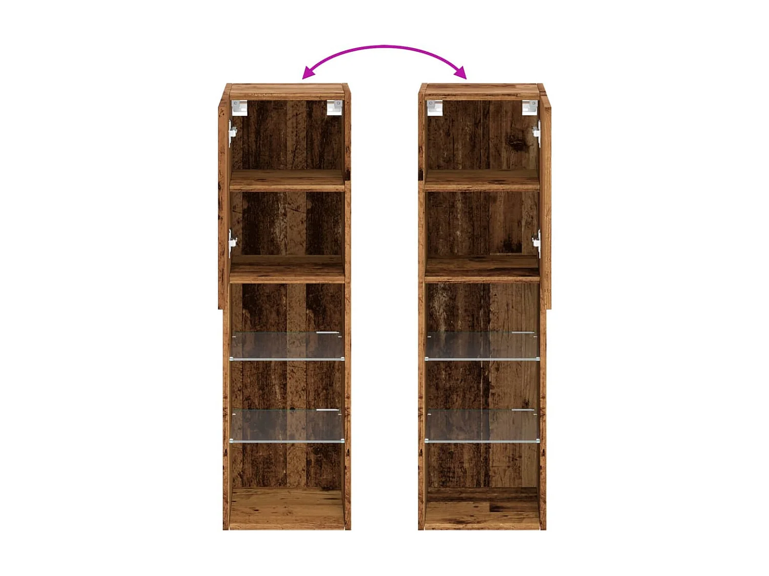 Meuble TV avec lumières LED vieux bois 30,5x30x102 cm