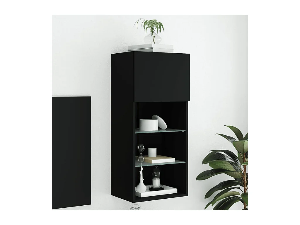 Meuble TV avec lumières LED noir 40,5x30x90 cm