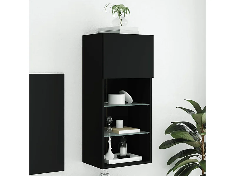 Mobile porta TV con luci LED nero 40,5x30x90 cm