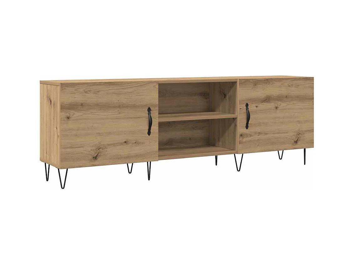 Meuble TV chêne artisanal 150x30x50 cm bois d'ingénierie