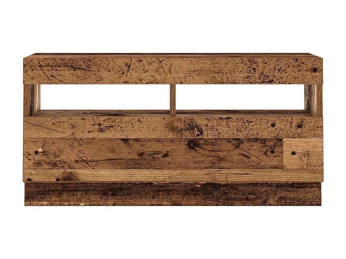Meuble TV avec lumières LED vieux bois bois d'ingénierie